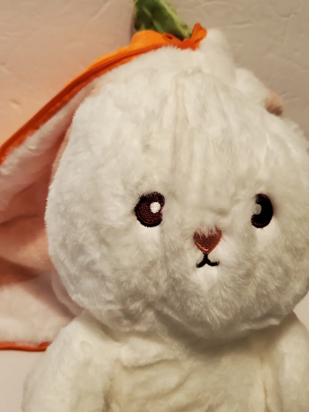 Reversible White Rabbit Stuffed Animal Plush in Orange Carrot Case, Medium